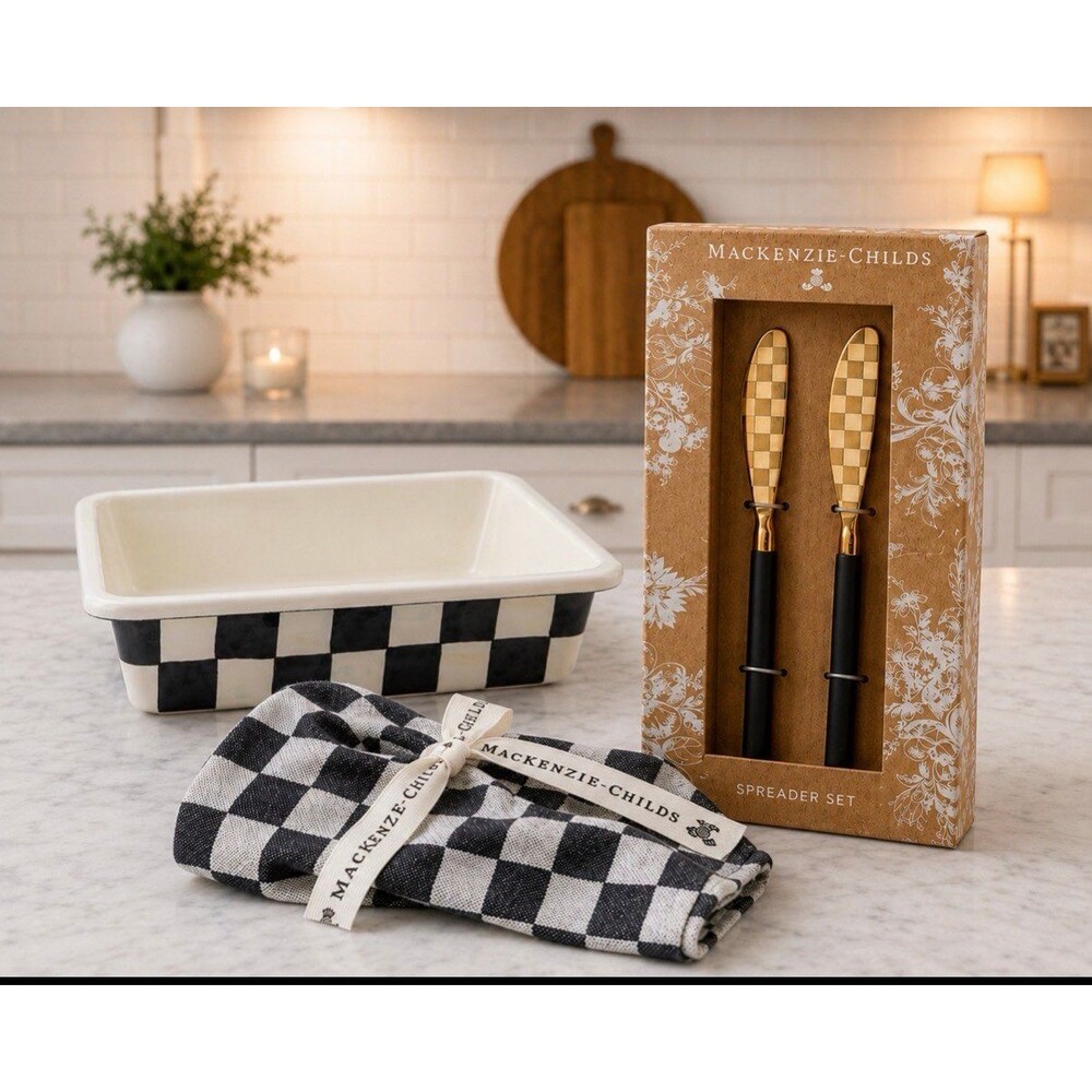 Mackenzie-Childs Courtly Check Black and White Baking 4pc Gift Set